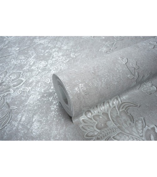 Hot Embossed wallpaper on Non-Woven Base Vinil Alanya PVIP 6-1572 Gray 10,05 x 1,06 m