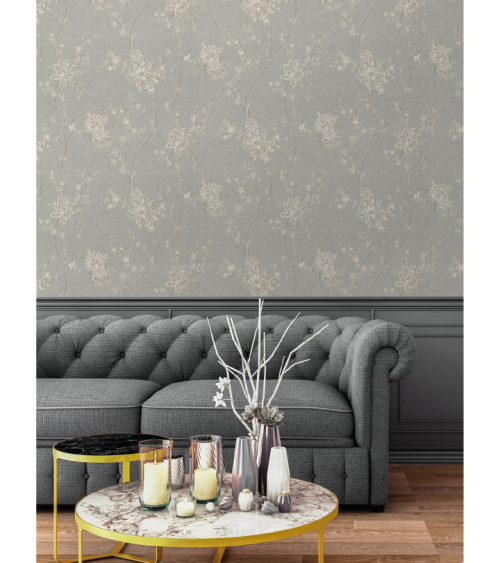 Hot Embossed wallpaper on Non-Woven Base Vinil Alanya PVIP 7-1572 Gray-Brown 10,05 x 1,06 m