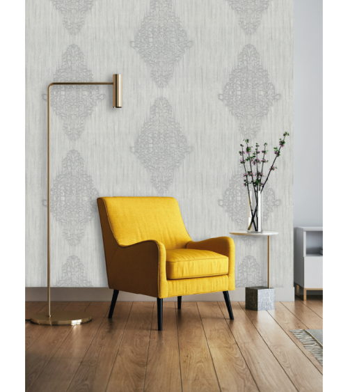 Hot Embossed wallpaper on Non-Woven Base Vinil Irene TFSH 1-1436 Gray-White 10,05 x 1,06 m