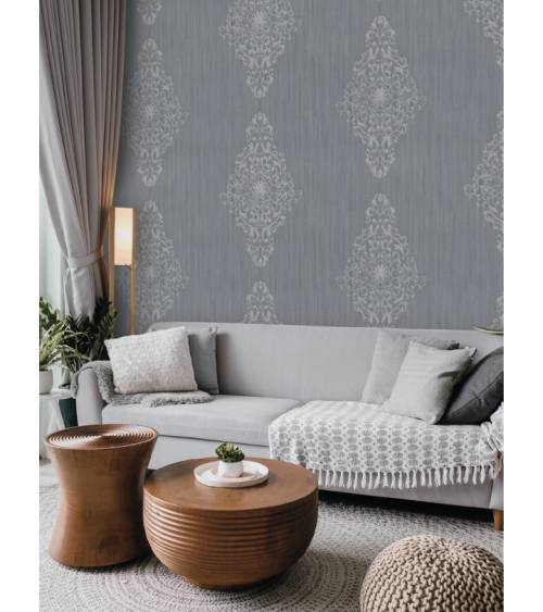 Hot Embossed wallpaper on Non-Woven Base Vinil Irene TFSH 6-1436 Gray2 10,05 x 1,06 m