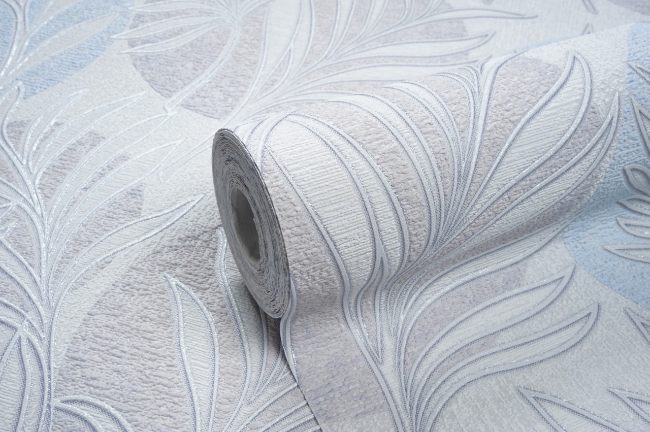 Vinyl Foam wallpaper on non-woven base Vinil Fern DHV-1591/2 Gray Blue 10,05 x 1,06 m