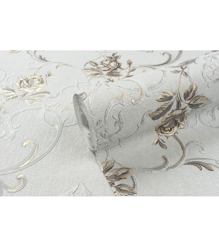 Vinyl Foam wallpaper on non-woven base Vinil Donna KFS 3-1528 Light-Gray 10,05 x 0,53 m