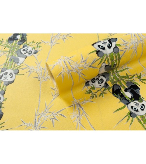 Vinyl Foam wallpaper on non-woven base Vinil Pandas KFP 4-1517 Yellow 10,05 x 0,53 m