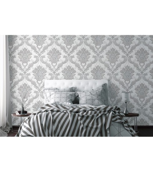 Vinyl Foam wallpaper on non-woven base Vinil Avery DHV-1593/2 White 10,05 x 1,06 m