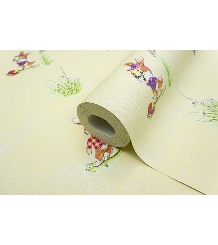 Vinyl Foam wallpaper on paper backing Vinil Bunnies WKS 2-1337 Yellow 10,05 x 0,53 m