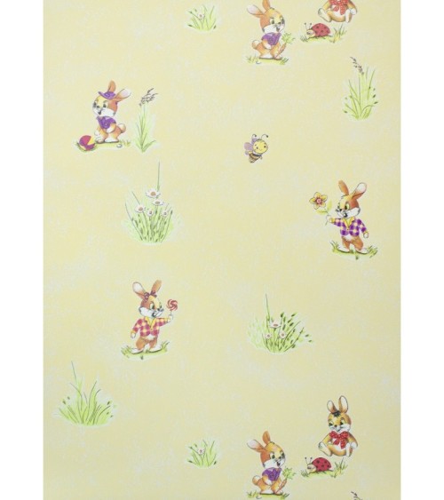 Vinyl Foam wallpaper on paper backing Vinil Bunnies WKS 2-1337 Yellow 10,05 x 0,53 m