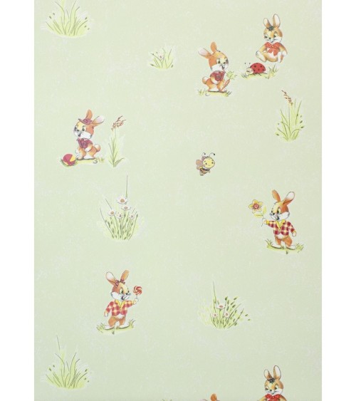 Vinyl Foam wallpaper on paper backing Vinil Bunnies WKS 3-1337 Light Green 10,05 x 0,53 m