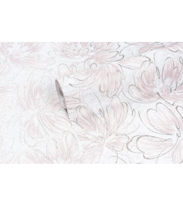 Vinyl Foam wallpaper on non-woven base Vinil Pure DHL-1652/1 Gray-Light Pink (1,06С…10,05 m)