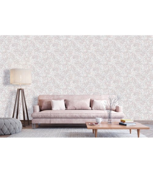 Vinyl Foam wallpaper on non-woven base Vinil Pure DHL-1652/1 Gray-Light Pink (1,06С…10,05 m)