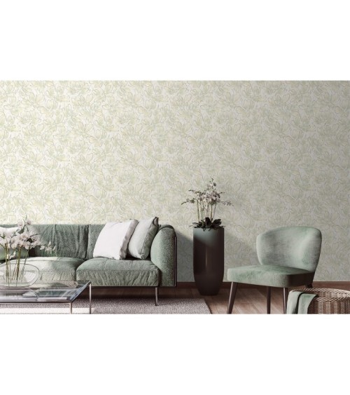 Vinyl Foam wallpaper on non-woven base Vinil Pure DHL-1652/3 Light Yellow Green(1,06С…10,05 m)