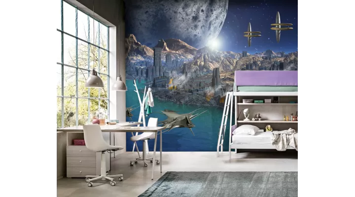 Wall Mural "Space city" buy with delivery in Ukraine in the Luxury Textile store